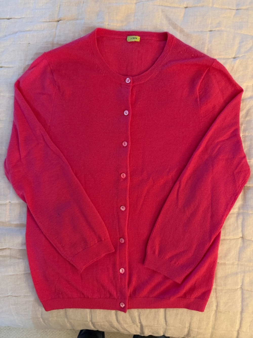 J. Crew Women's Hot Pink Crewneck Button Cardigan